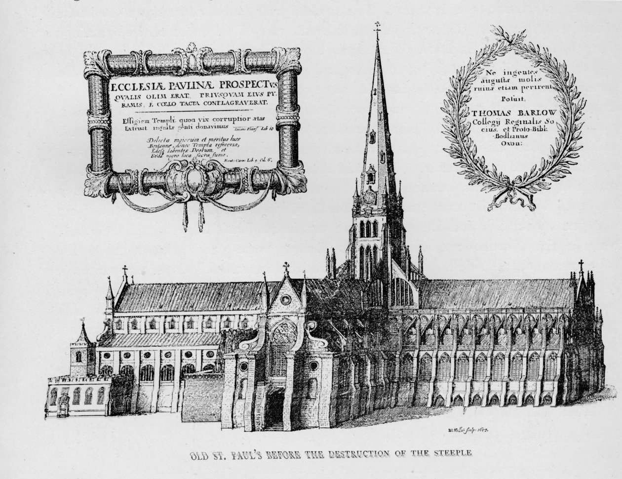 Stará katedrála svatého Pavla před zničením věže, 1657 1904 od Wenceslaus Hollar