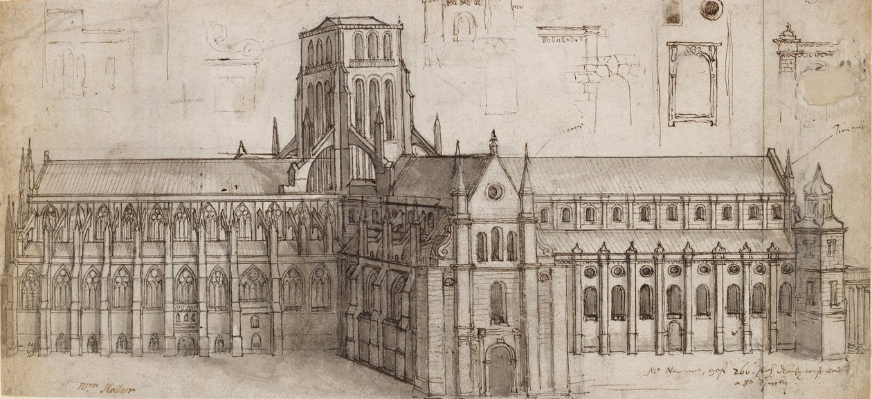 Stará katedrála svatého Pavla ze severovýchodu, polovina 17. století od Wenceslaus Hollar