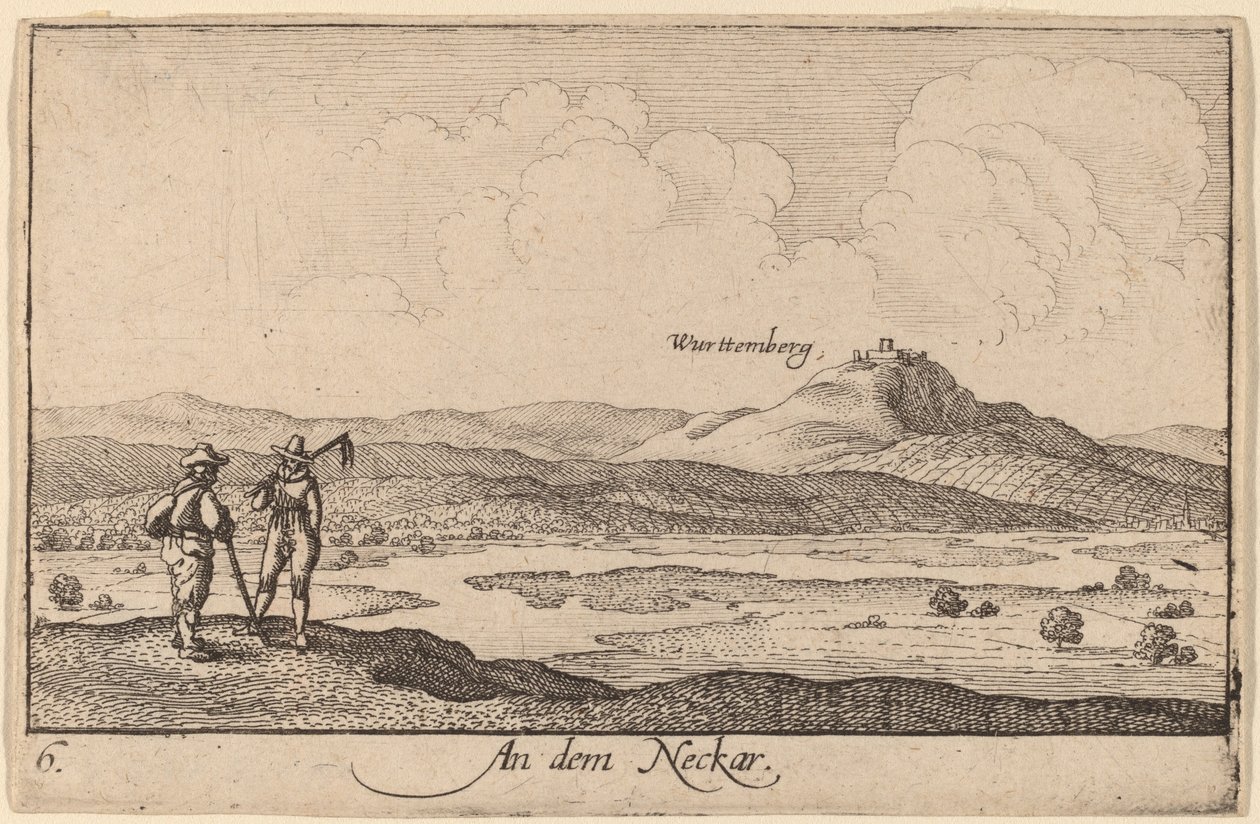 Na Neckaře od Wenceslaus Hollar