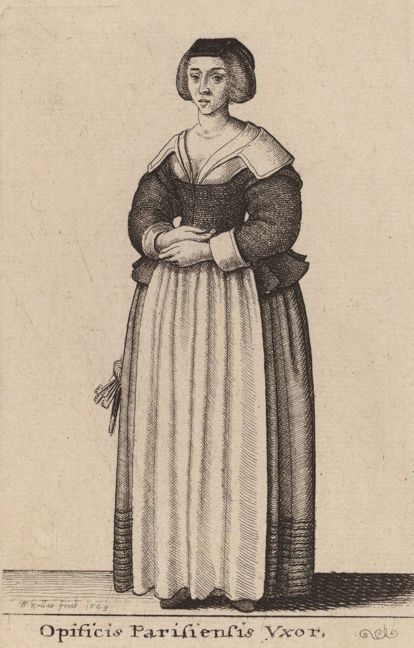 Manželka pařížského dělníka, 1643 od Wenceslaus Hollar