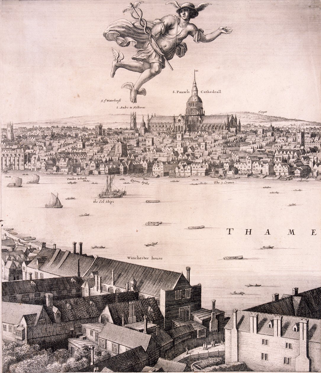 Panoramatický výhled na Londýn, c1670 od Wenceslaus Hollar