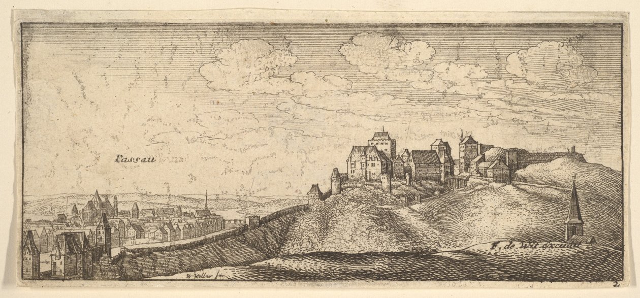 Pasov, z díla „Německé pohledy“ od Wenceslaus Hollar