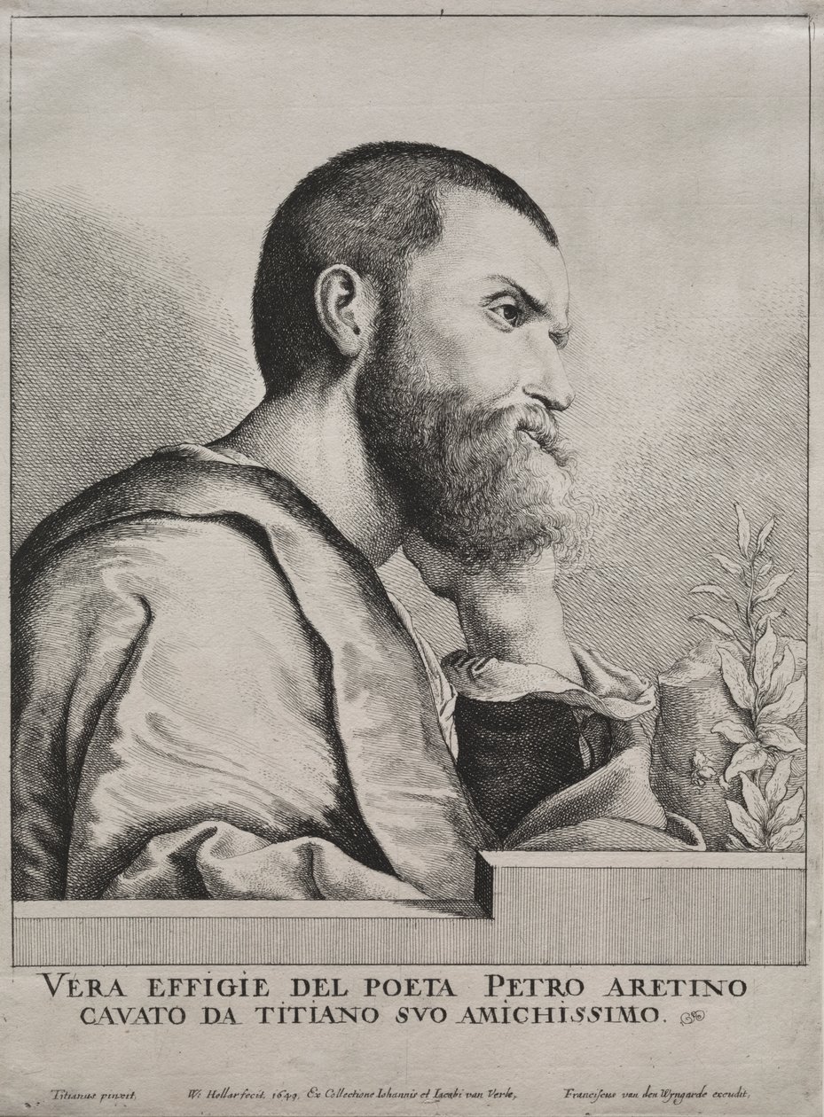 Portrét Pietra Aretina od Wenceslaus Hollar
