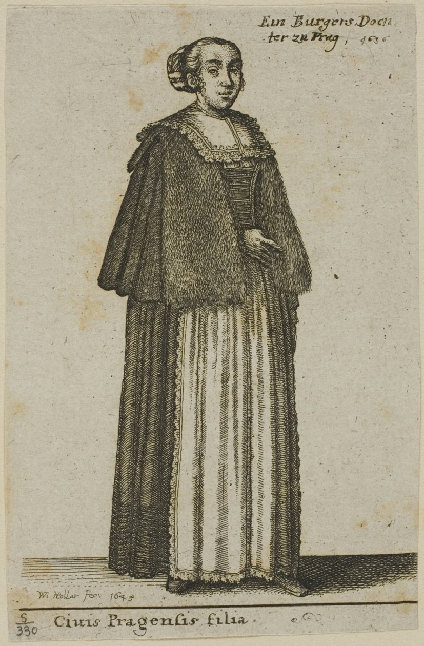 Pražská dívka od Wenceslaus Hollar