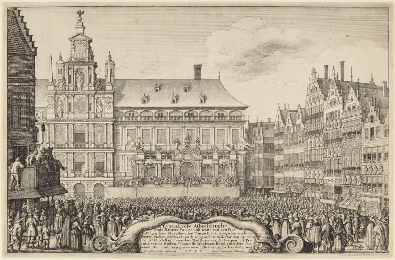 Vyhlášení míru - Antverpy od Wenceslaus Hollar