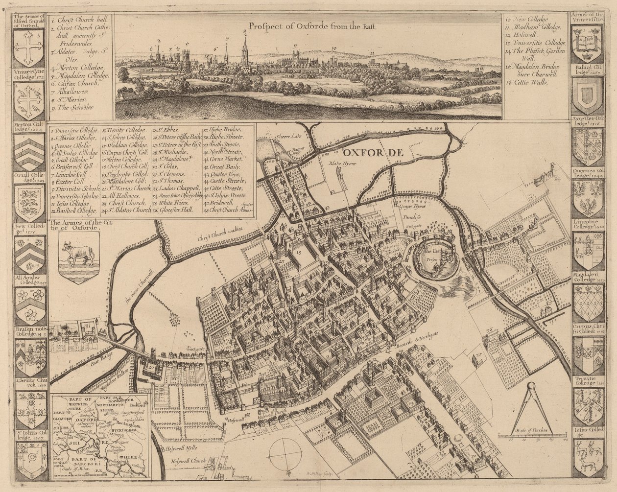 Vyhlídka na Oxford. od Wenceslaus Hollar