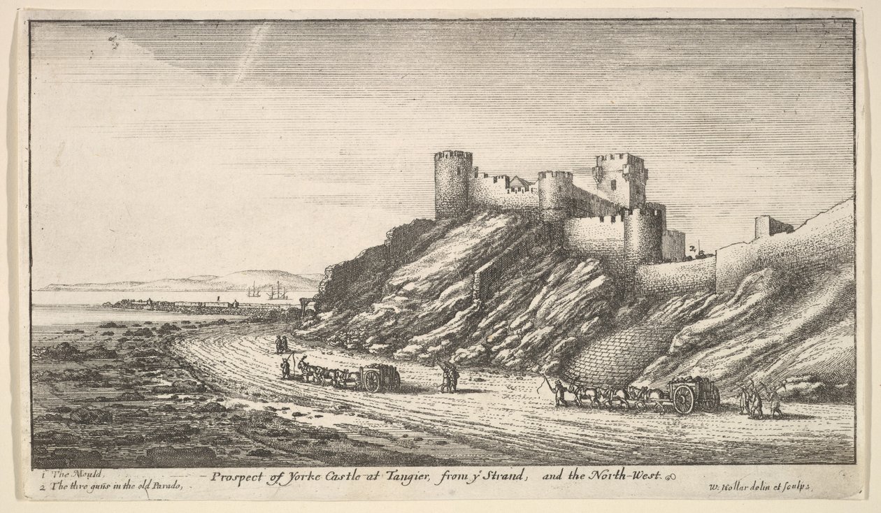 Vyhlídka na hrad Yorke v Tangeru, z ye Strand, a na severozápadě, 1669-73. od Wenceslaus Hollar