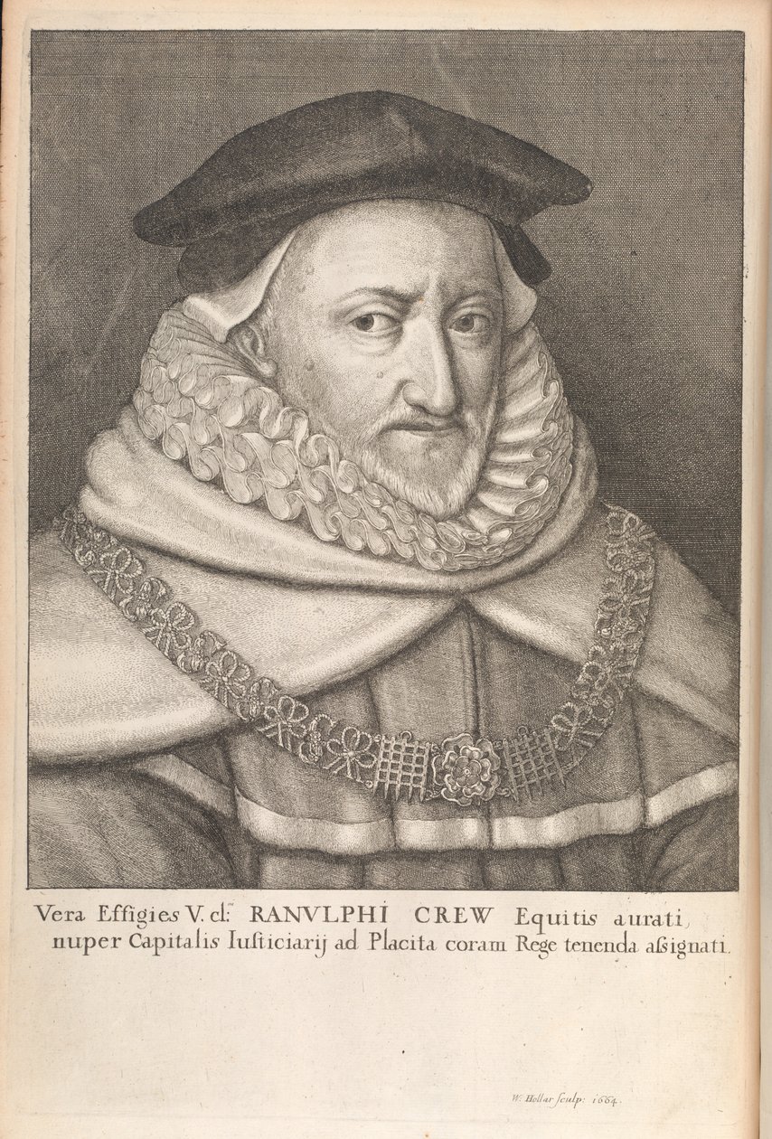 Ranulph Crew, z „Historických památníků anglických zákonů“ od Williama Dugdale, Londýn 1666 od Wenceslaus Hollar