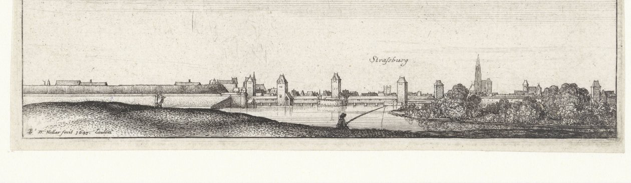 Říční krajina s výhledem na Štrasburk River Views v Německu a Nízkých zemích (název série) od Wenceslaus Hollar