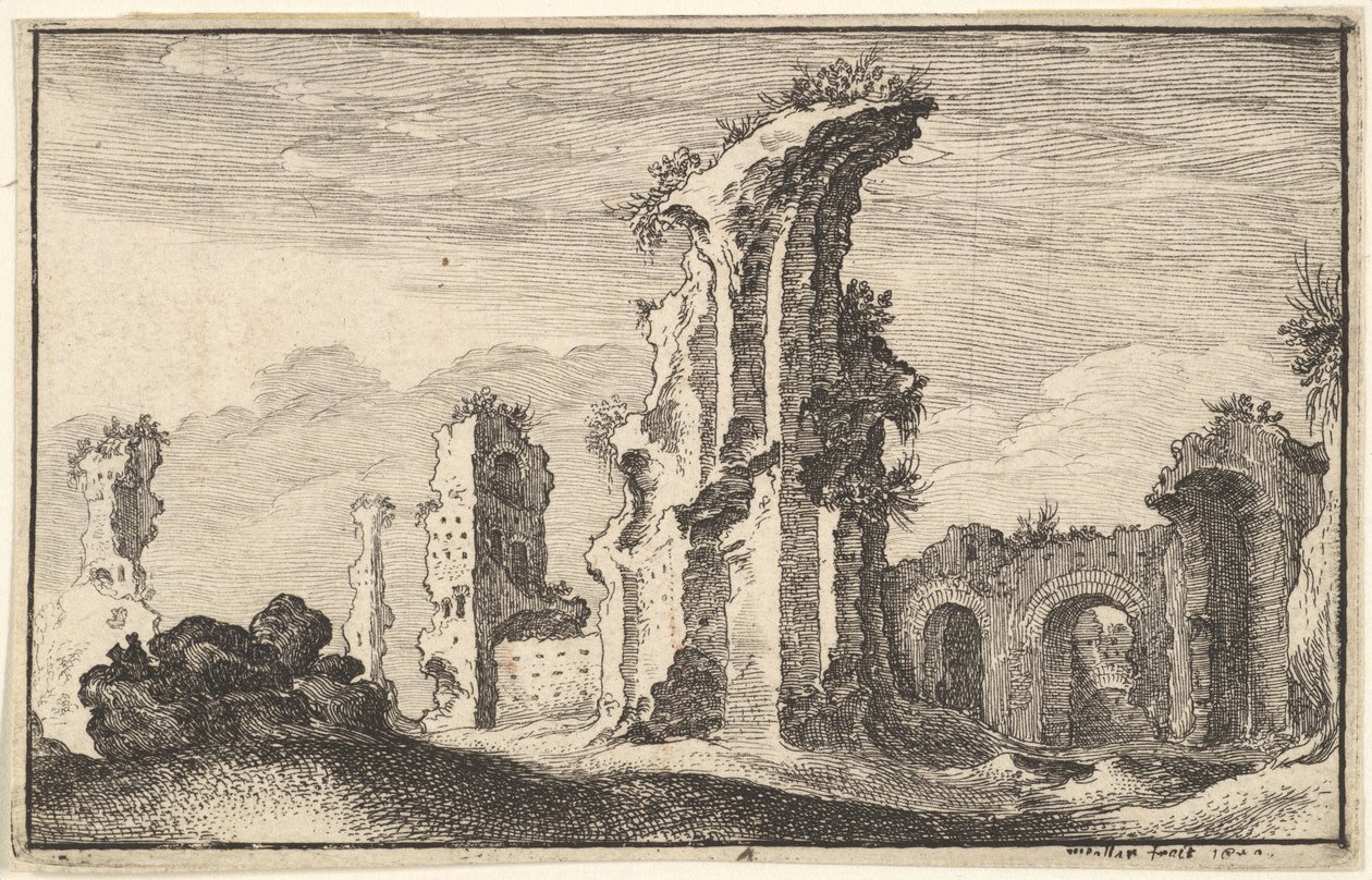Ruiny St Croix de Jerusalem, 17. století. od Wenceslaus Hollar