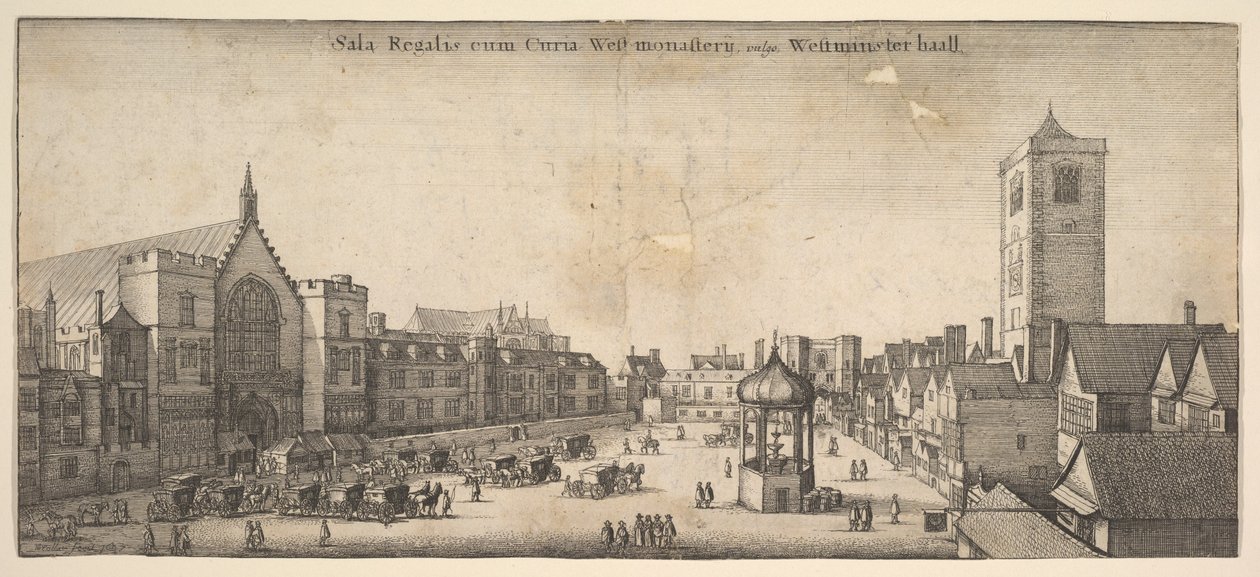 Královský prodej ve Westminster Hall, běžně známý jako Westminster Haal Westminster Hall, 1647 od Wenceslaus Hollar