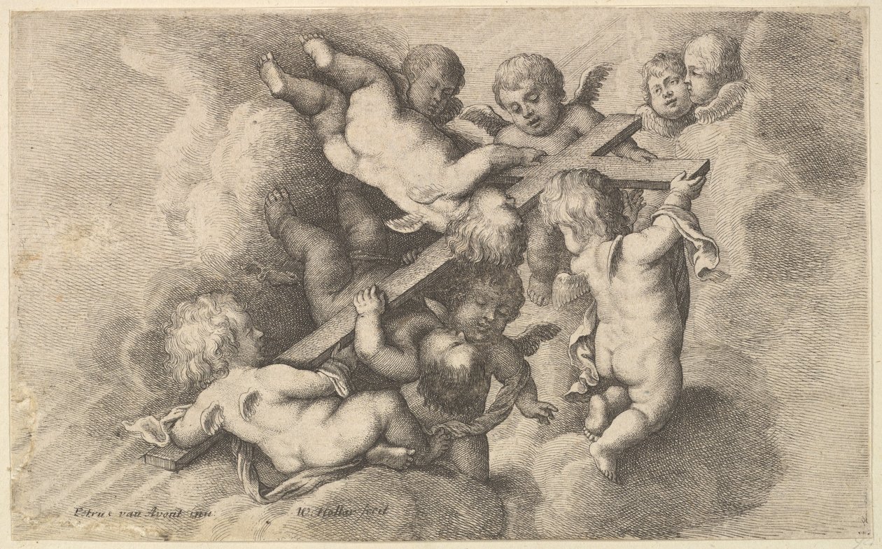 Sedm putti nesoucích kříž, 1646. od Wenceslaus Hollar