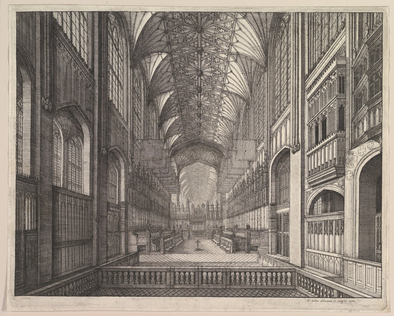 Sbor kaple sv. Jiří ve Windsoru (z knihy Eliase Ashmolea „The Order of the Garter“, 1672) od Wenceslaus Hollar