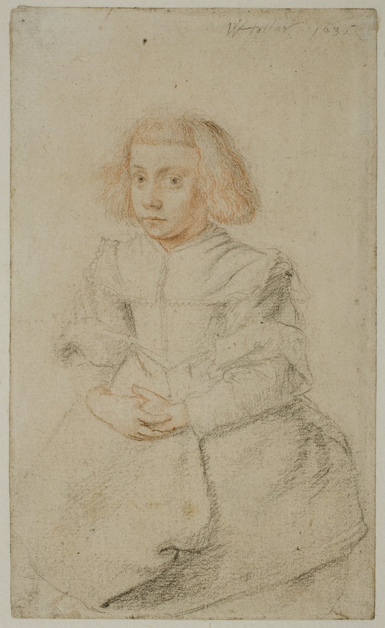 Studie sedící dívky, 1635 od Wenceslaus Hollar