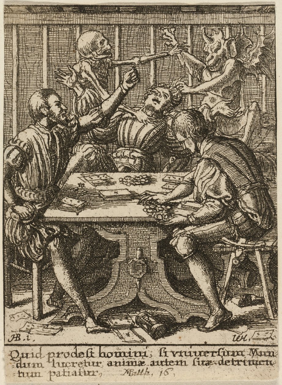 Hráči a smrt, z Tanec smrti od Wenceslaus Hollar