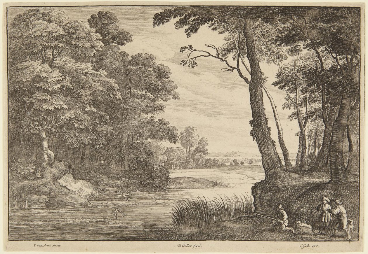 Lov na volavky od Wenceslaus Hollar