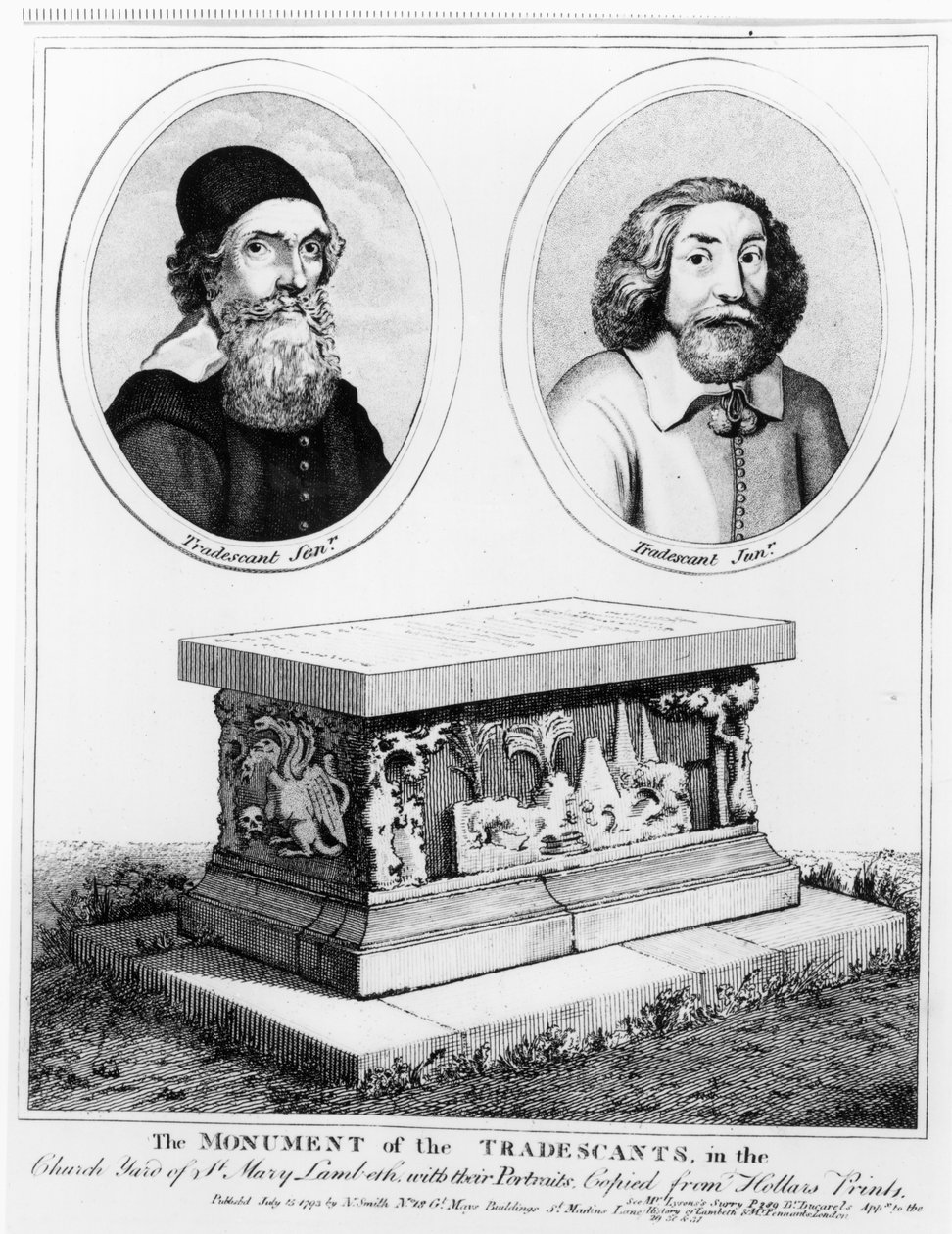 Pomník živnostníků na dvoře kostela sv. Marie Lambeth, hospoda. v roce 1793 od Wenceslaus Hollar