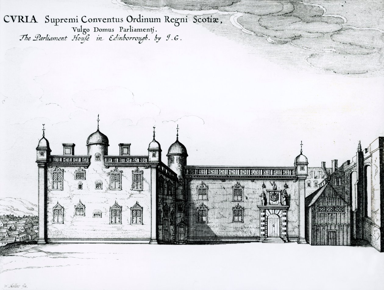 Budova parlamentu v Edinburghu (rytina) (bundw foto) od Wenceslaus Hollar
