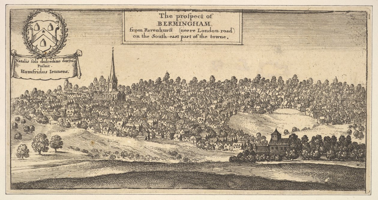 The Prospect of Bermingham, od Ravenshurst neere London-road na jihovýchodní části..., 1625-77. od Wenceslaus Hollar