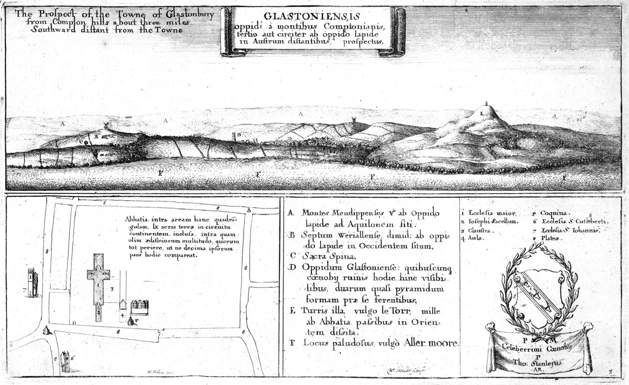 Prospect of the Towne of Glastonbury, konec 17. století od Wenceslaus Hollar