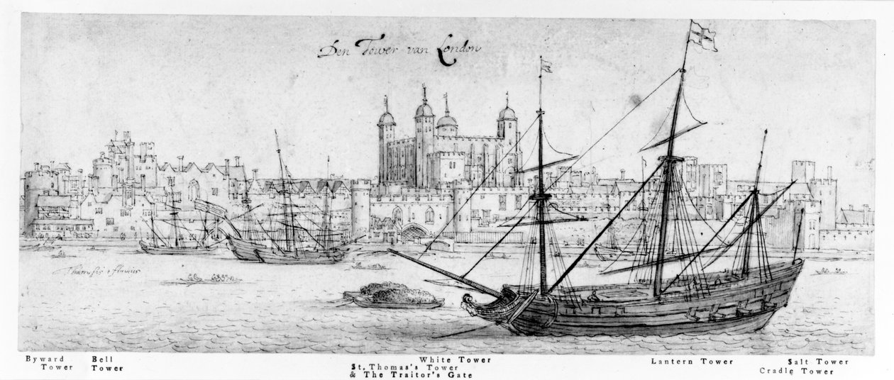 The Tower of London, c.1637-41 (pero a inkoust, grafit a wc na papíře) od Wenceslaus Hollar