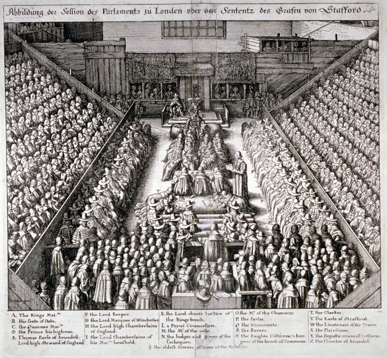 Proces s Thomasem Wentworthem, hrabětem ze Straffordu, Westminster Hall, Londýn, 1641. od Wenceslaus Hollar