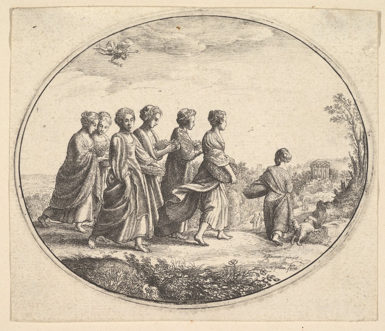 Dcery Aglaury Mercury a Herse, ca. 1646. od Wenceslaus Hollar