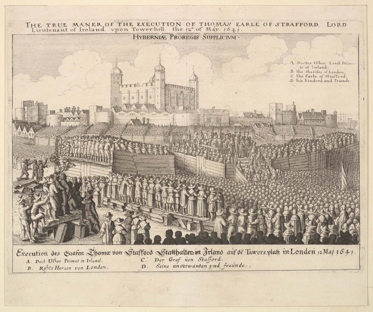 Skutečný způsob [způsob] popravy Thomase Earla ze Straffordu, 1641. od Wenceslaus Hollar