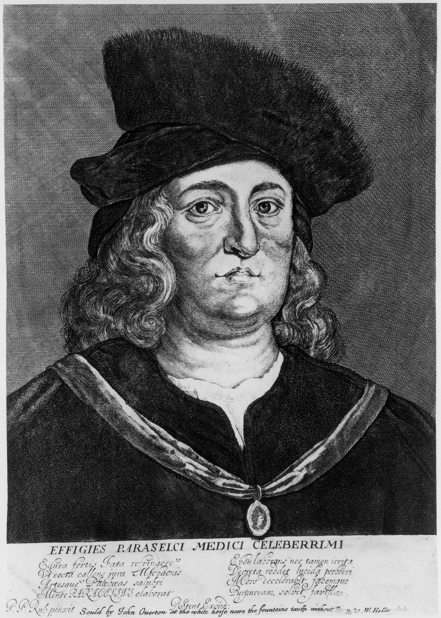Theophrastus Bombastus von Hohenheim Paracelsus, švýcarský alchymista a lékař, 16. století. od Wenceslaus Hollar
