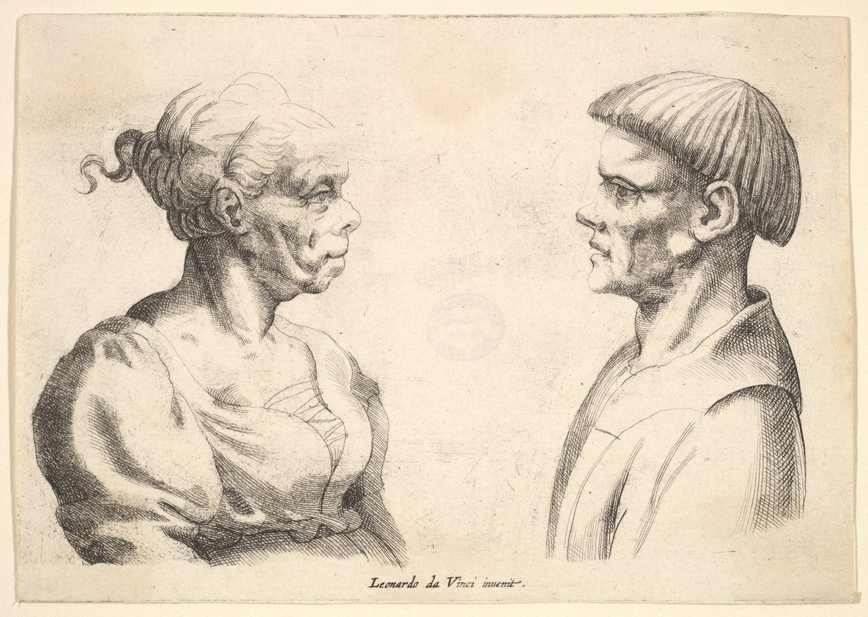 Dvě hlavy, 1625-77. od Wenceslaus Hollar