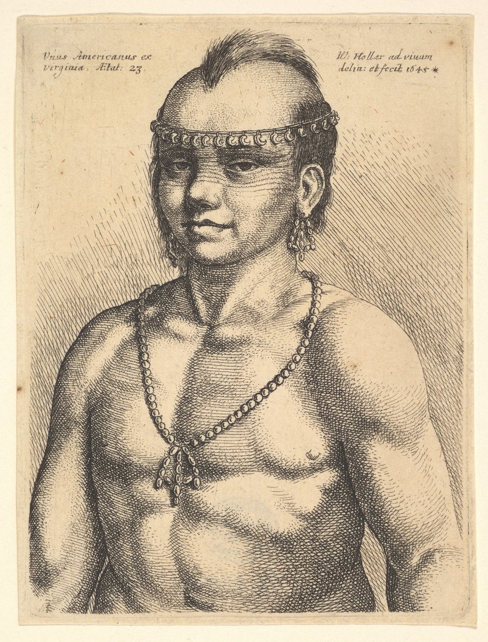 Unus Americanus ex Virginia Američan z Virginie, 1645. od Wenceslaus Hollar