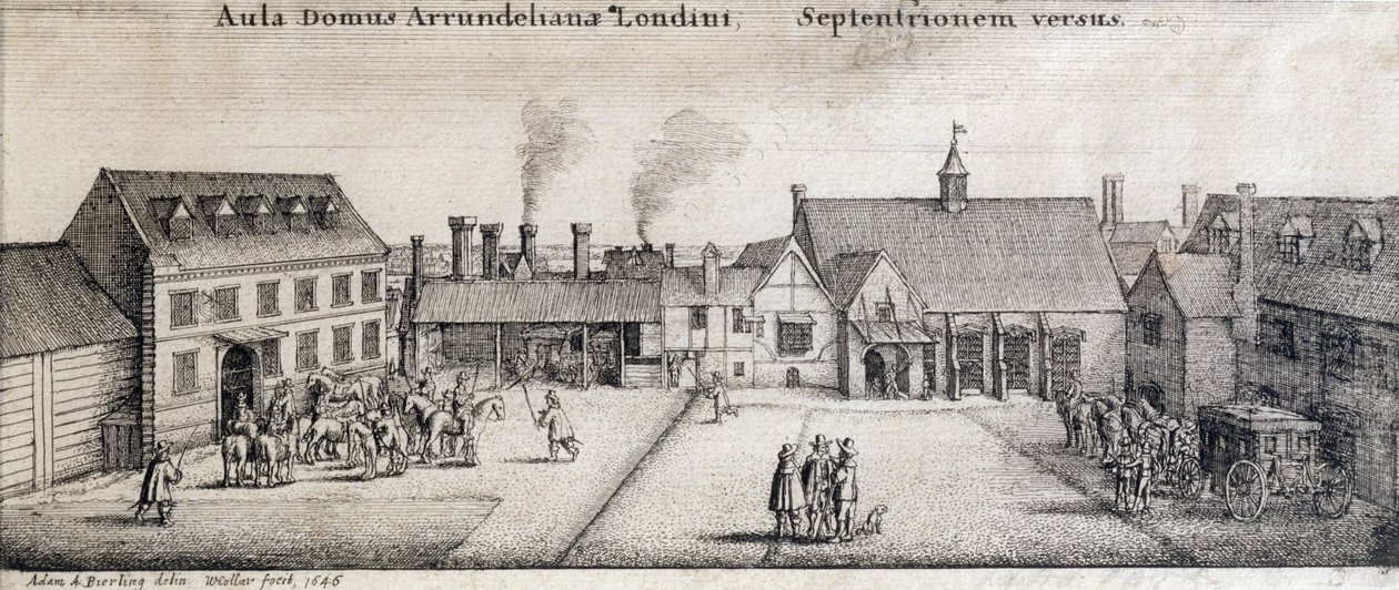 Pohled na Arundel House, Strand, Londýn, rytý Adam Bierling, 1646 od Wenceslaus Hollar