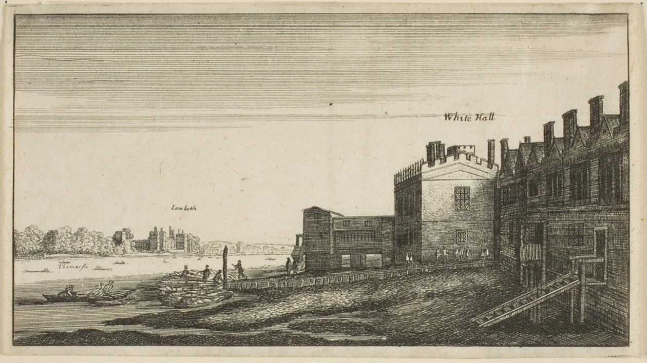 Pohled na Lambethský palác od řeky u Whitehall Stairs od Wenceslaus Hollar