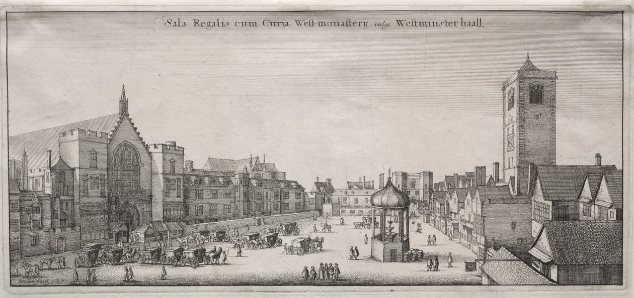 Pohled na Londýn: New Palace Yard s Westminster Hall a Clock House od Wenceslaus Hollar
