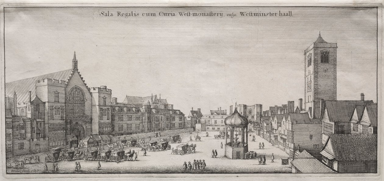 Pohled na Londýn: New Palace Yard s Westminster Hall a Clock House, 1647. od Wenceslaus Hollar
