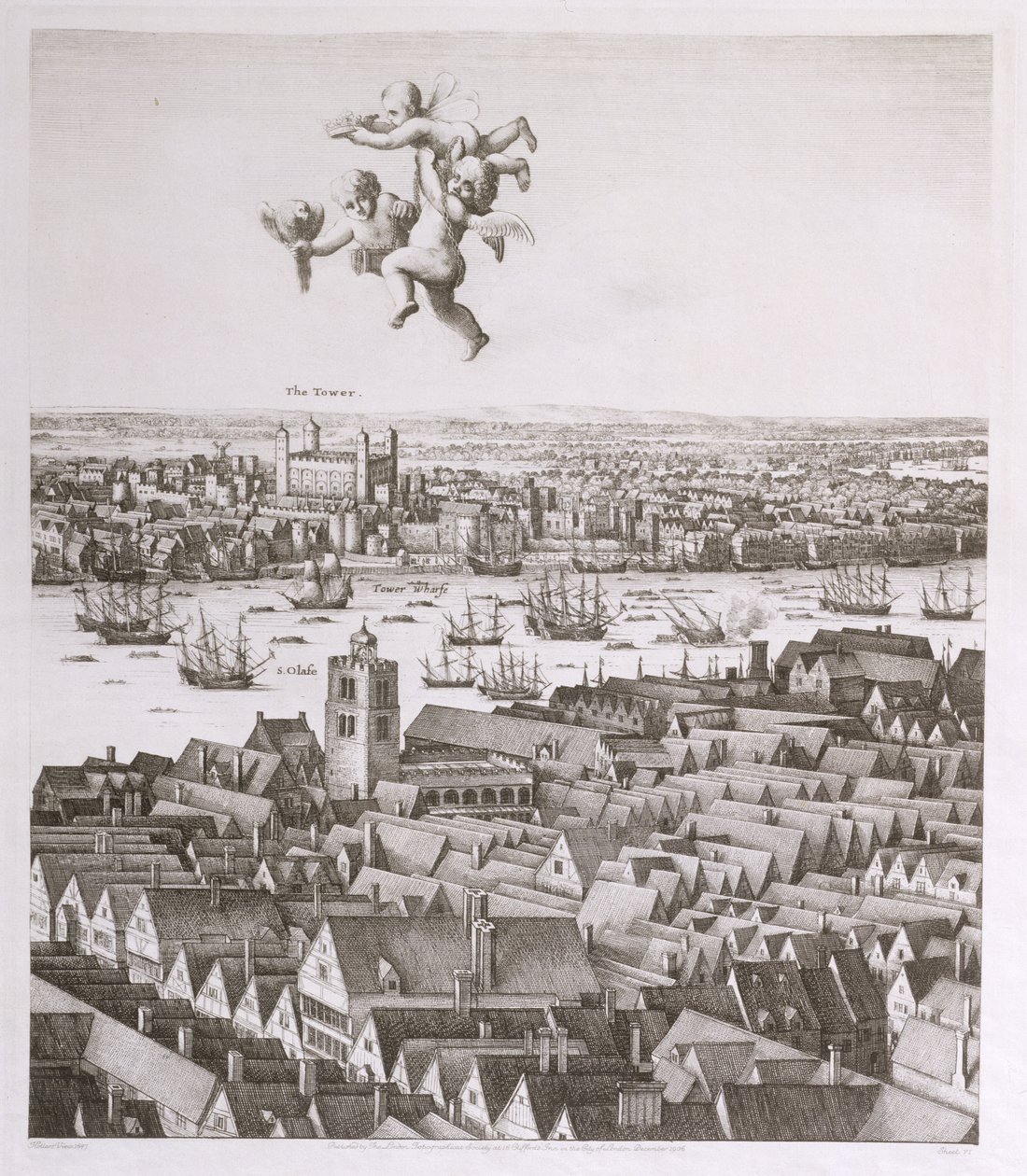 Pohled na Londýn, publikoval 1647 (faksimile kopie) (detail) od Wenceslaus Hollar