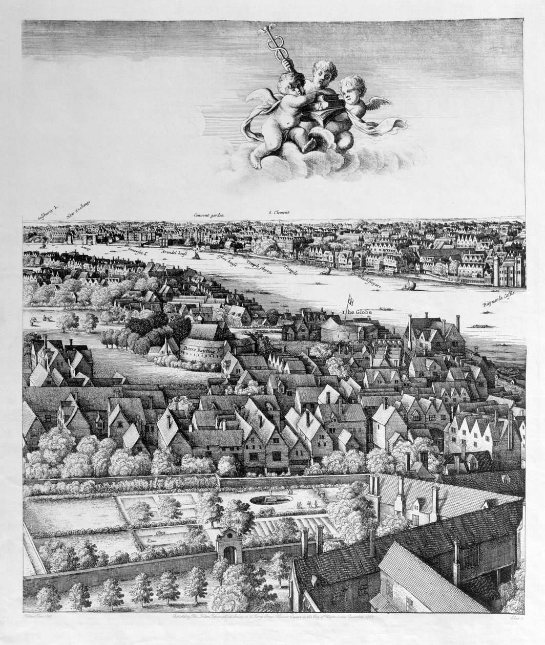 Pohled na Londýn, publikoval 1647 (faksimile kopie) (detail) od Wenceslaus Hollar
