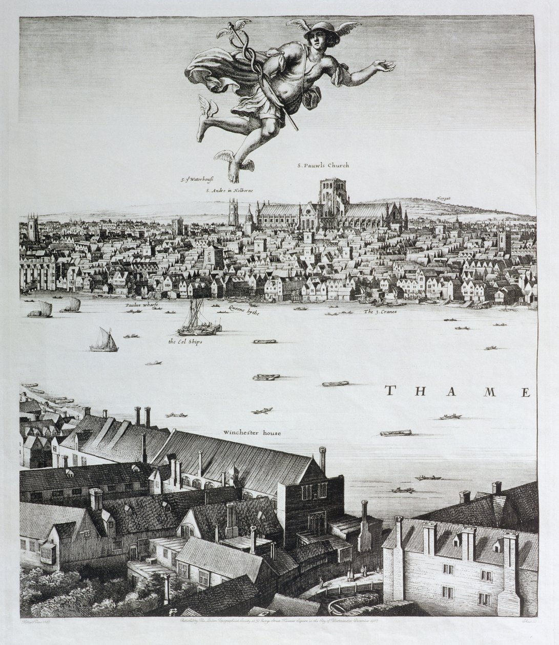 Pohled na Londýn, publikoval 1647 (faksimile kopie) (detail) od Wenceslaus Hollar