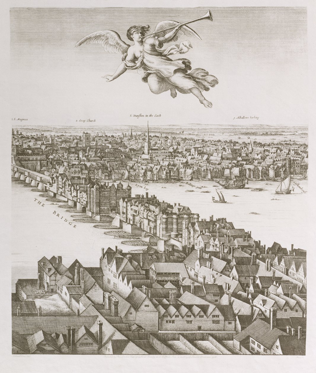 Pohled na Londýn, publikoval 1647 (faksimile kopie) (detail) od Wenceslaus Hollar