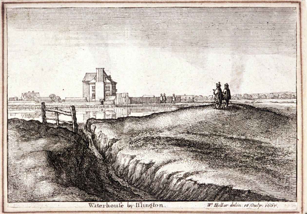 Pohled na oblast kolem New River Head, Finsbury, Londýn, 1665 od Wenceslaus Hollar