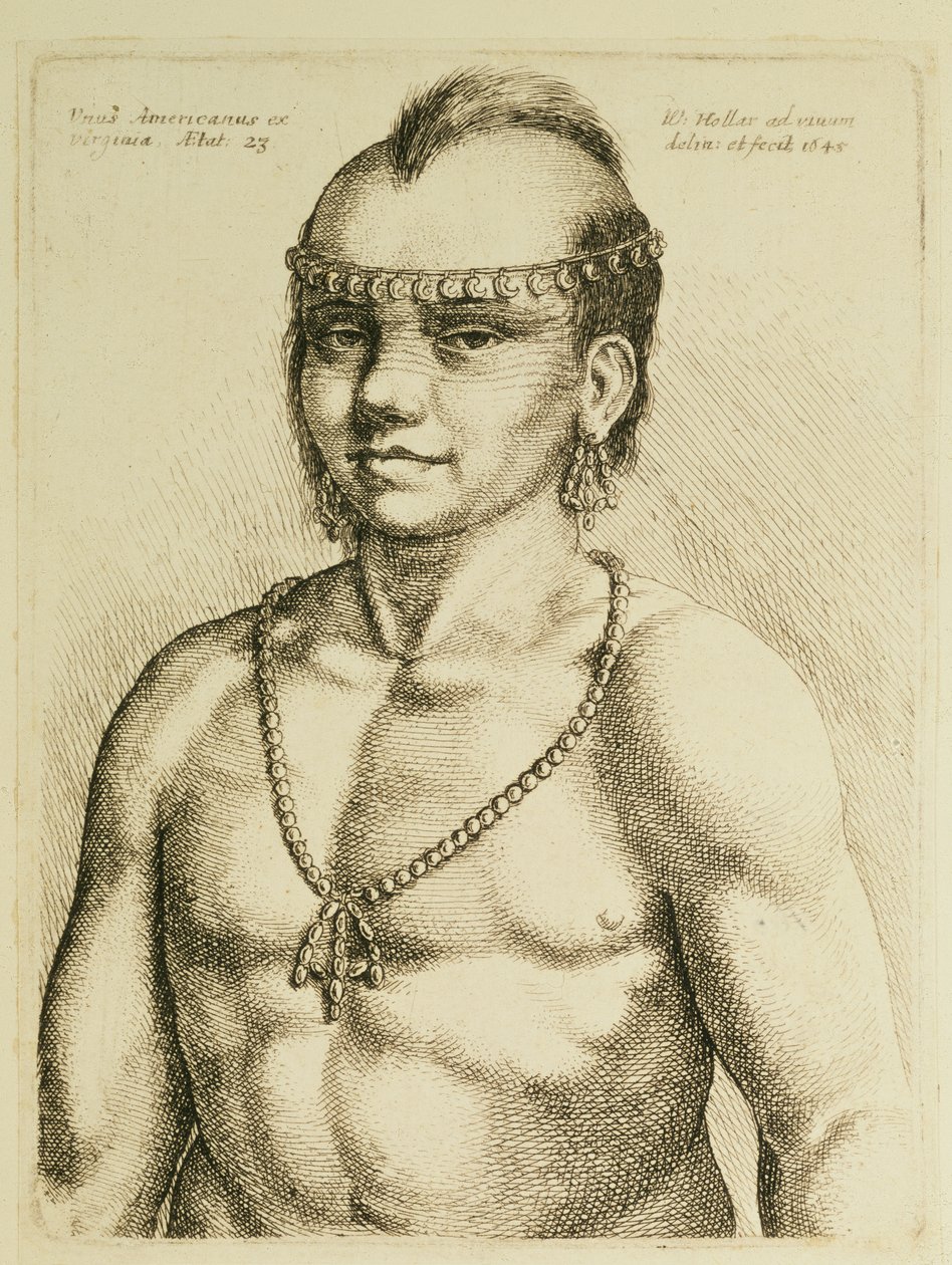 Virginský indián z ‚Hollarových zahraničních portrétů‘ od Wenceslaus Hollar