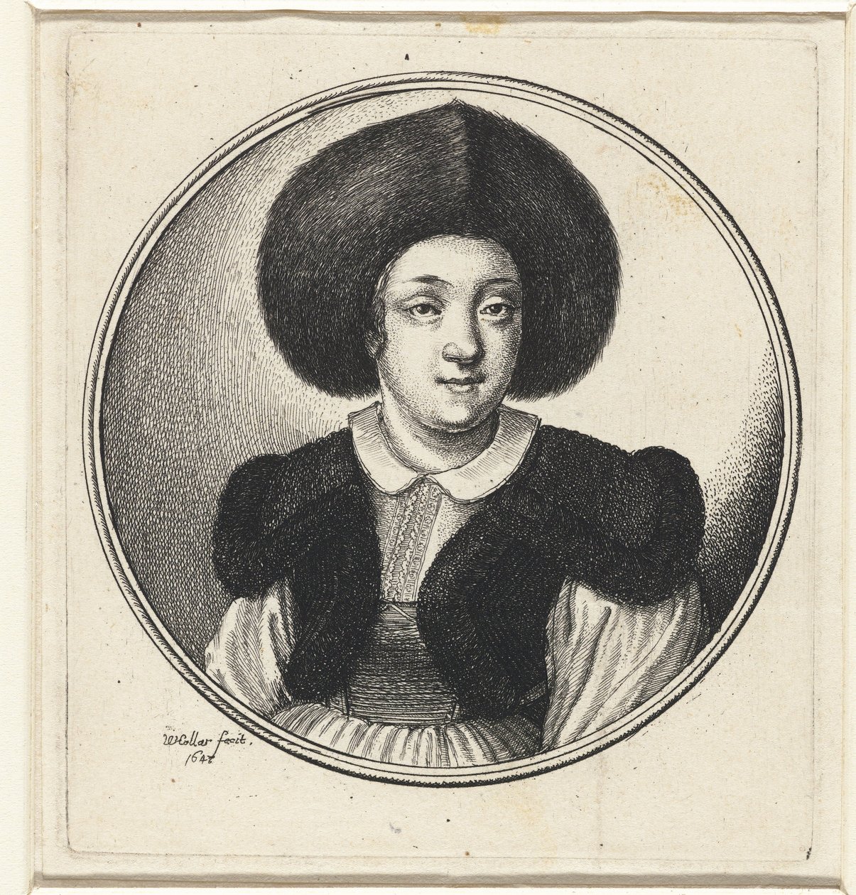 Žena s kožešinovou čepicí Ženské poprsí v kulatých rámech (název série) od Wenceslaus Hollar