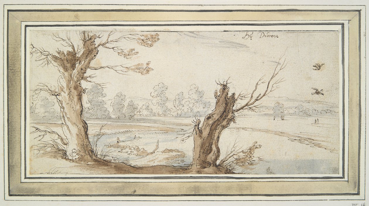 Vrby u řeky Rur od Wenceslaus Hollar