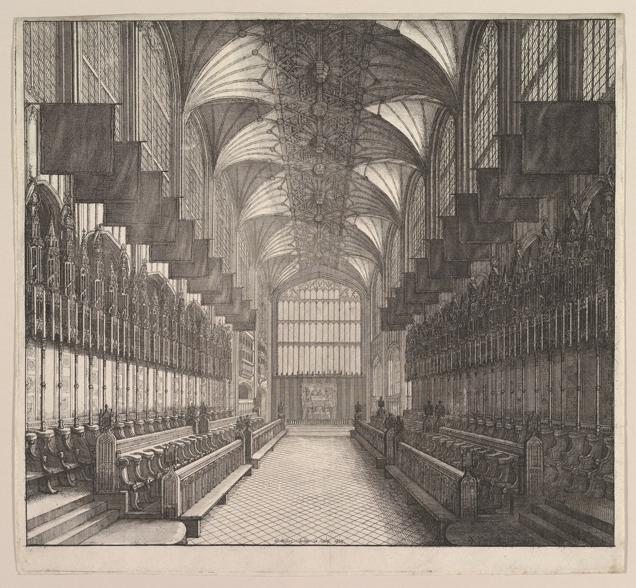 Hrad Windsor, kaple sv. Jiří, sbor, 1663. od Wenceslaus Hollar