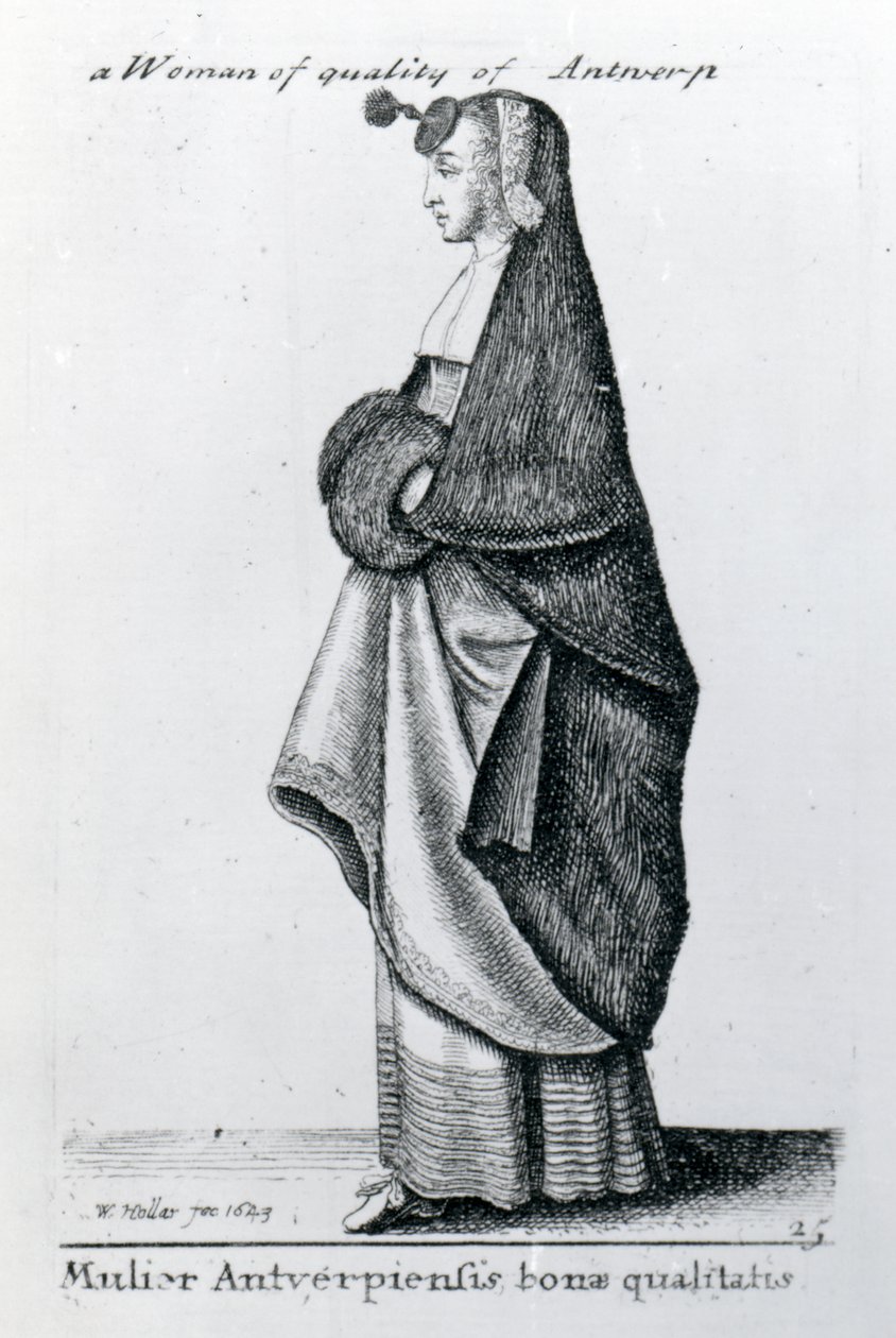 Žena kvality z Antverp, 1643 od Wenceslaus Hollar