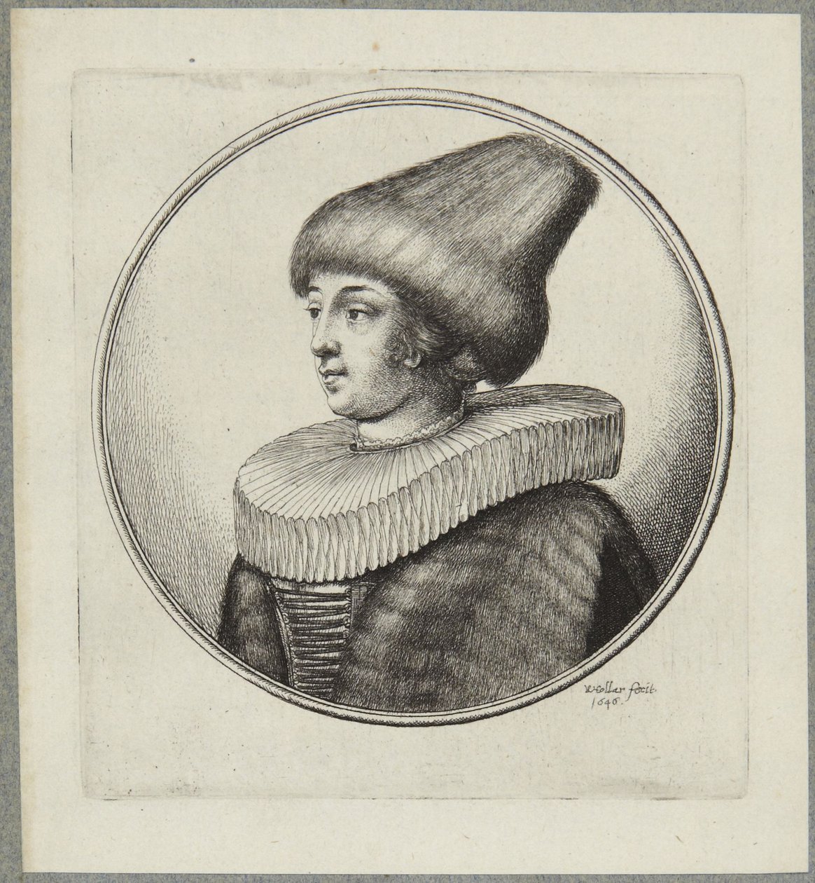 Žena se špičatou kožešinovou čepicí od Wenceslaus Hollar