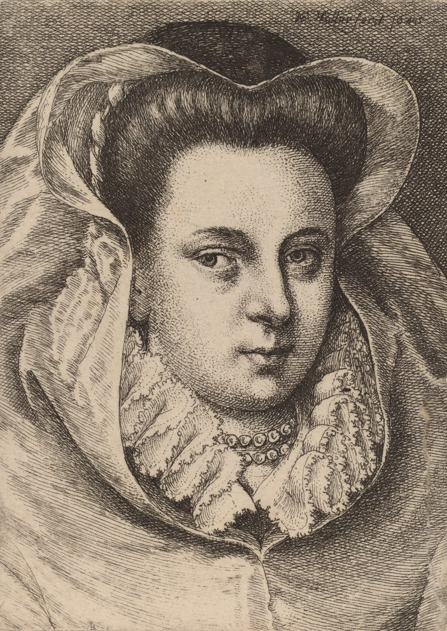 Žena s bílým závojem a černým kloboukem Mary Stuart, 1645. od Wenceslaus Hollar