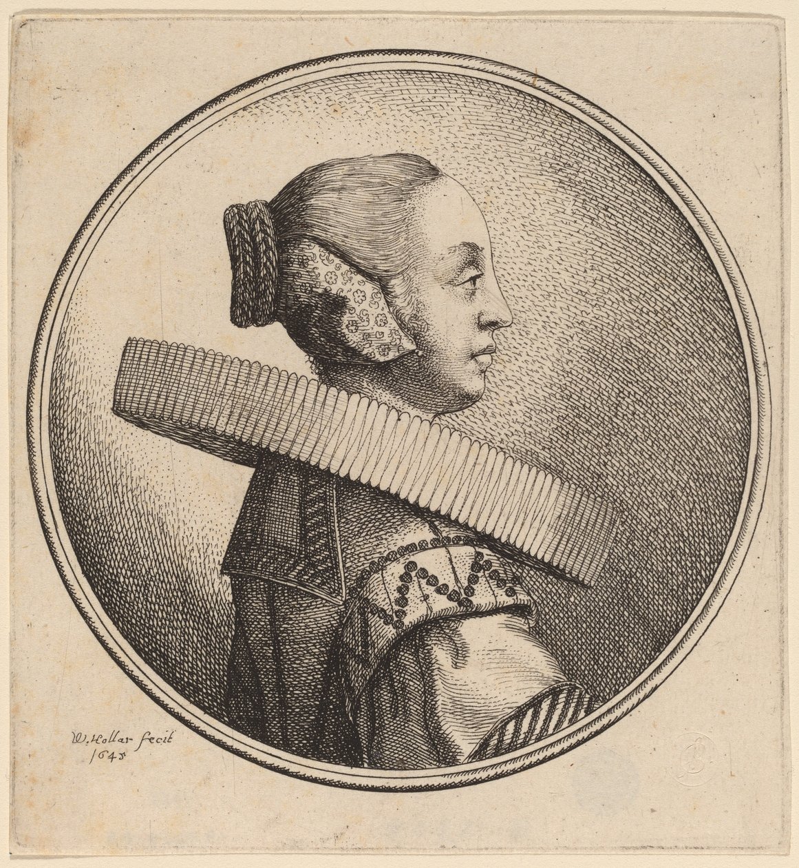 Žena s volánem v profilu od Wenceslaus Hollar