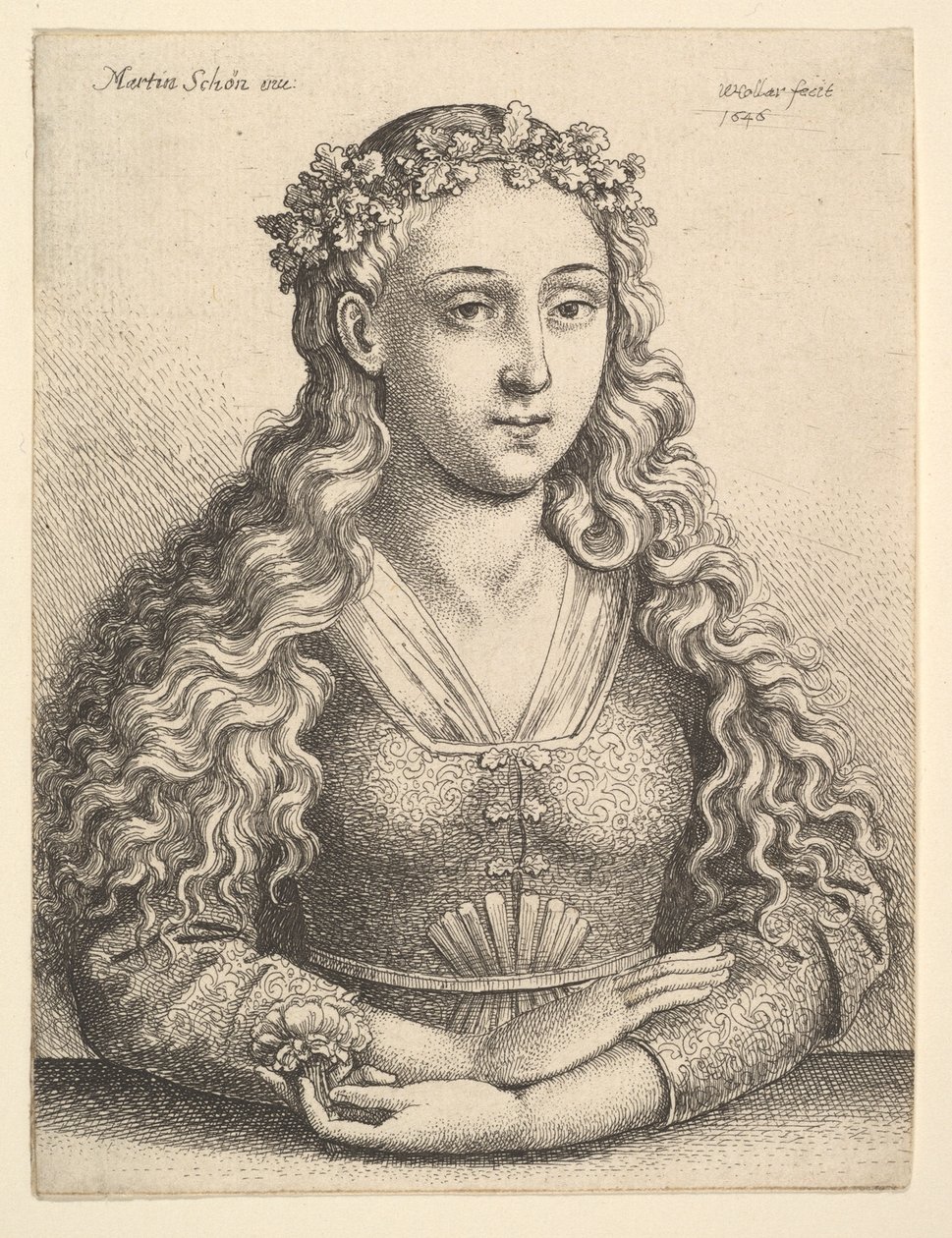 Žena s věncem z dubových listů, 1646. od Wenceslaus Hollar