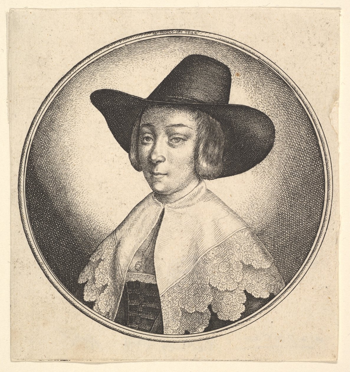 Žena s kloboukem se širokou krempou, 1642. od Wenceslaus Hollar